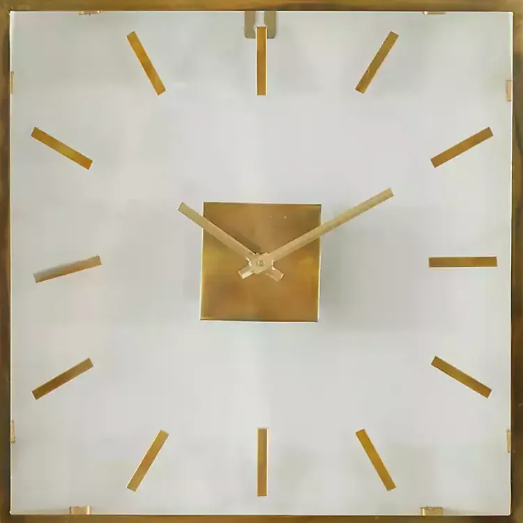 Clocks-Kirklands Home Gold Square Minimalist Wall Clock