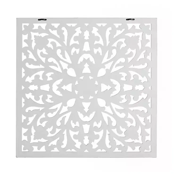 Wall Plaques-Kirklands Home Sqaure Medallion Wood Plaque White