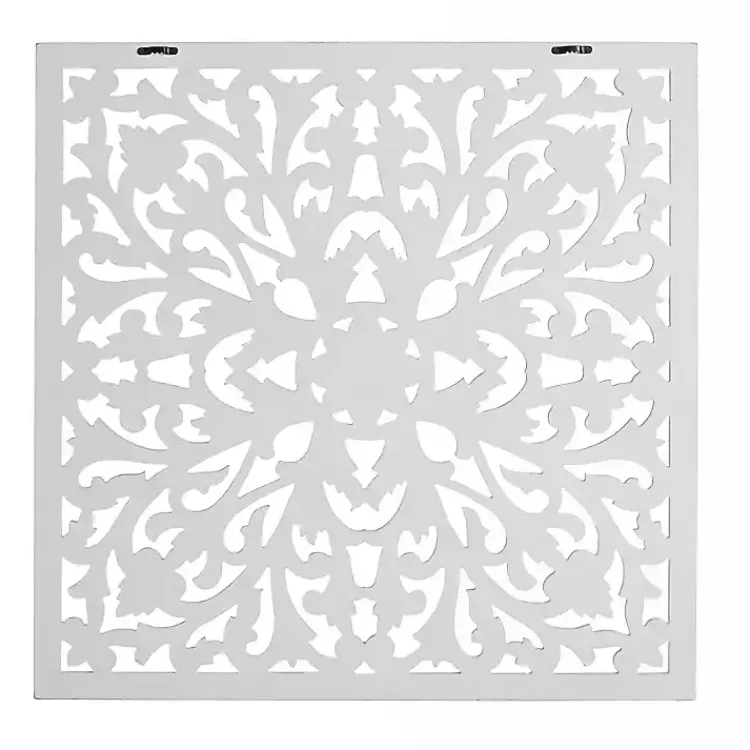 Wall Plaques-Kirklands Home Sqaure Medallion Wood Plaque White