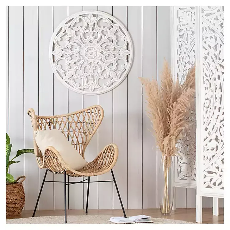 Wall Plaques-Kirklands Home Round Medallion Wood Plaque White