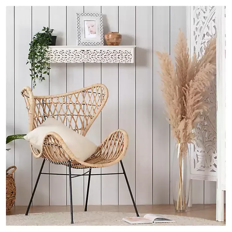 Shelves-Kirklands Home White Carved Floral Decorative Wall Shelf