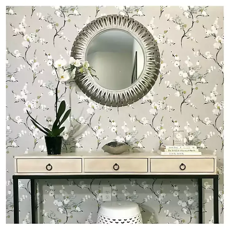 Wall Murals & Wallpaper-Kirklands Home Gray Japanese Blossom Peel & Stick Wallpaper