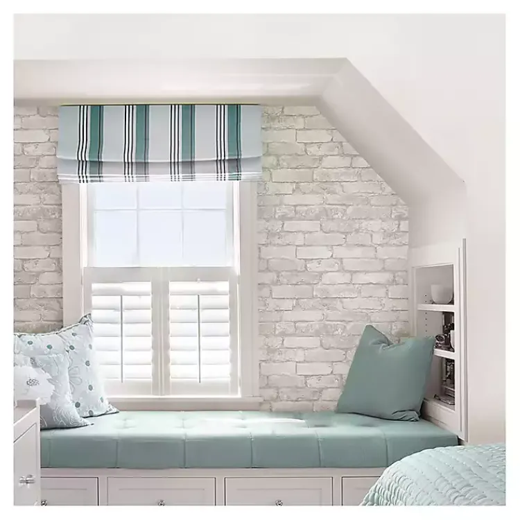 Wall Murals & Wallpaper-Kirklands Home Gray and White Rustic Brick Peel & Stick Wallpaper