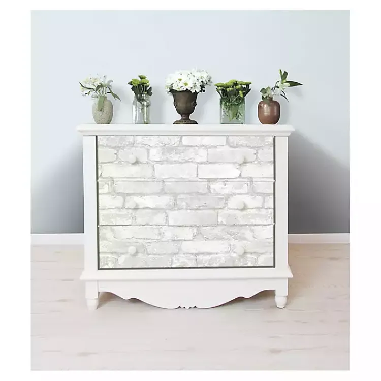 Wall Murals & Wallpaper-Kirklands Home Gray and White Rustic Brick Peel & Stick Wallpaper