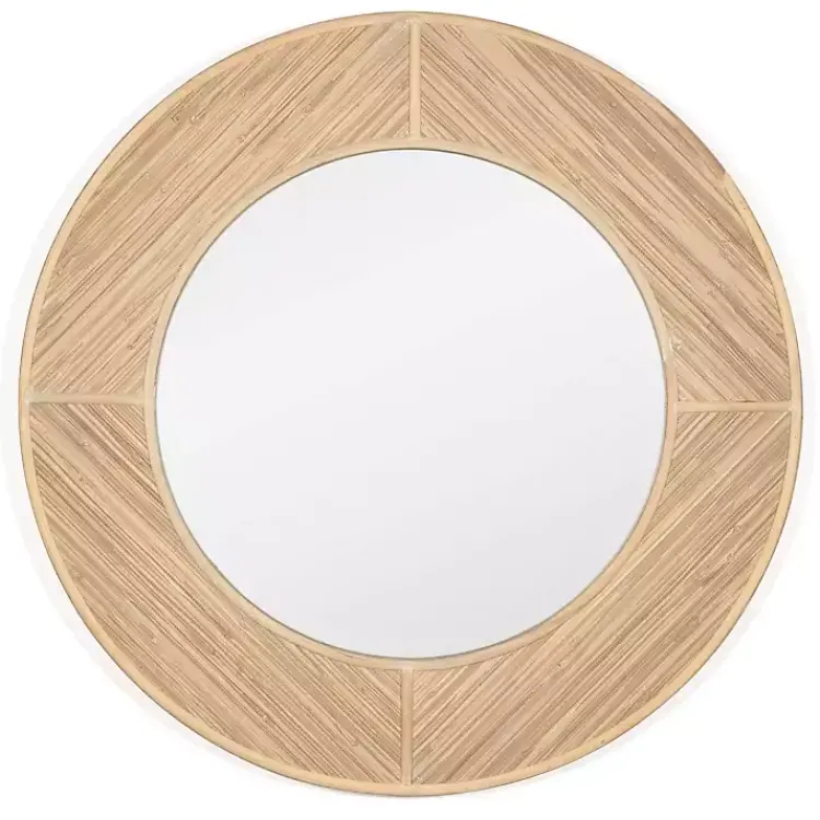 Decorative Mirrors-Kirklands Home Round Elyas Natural Rattan Wall Mirror