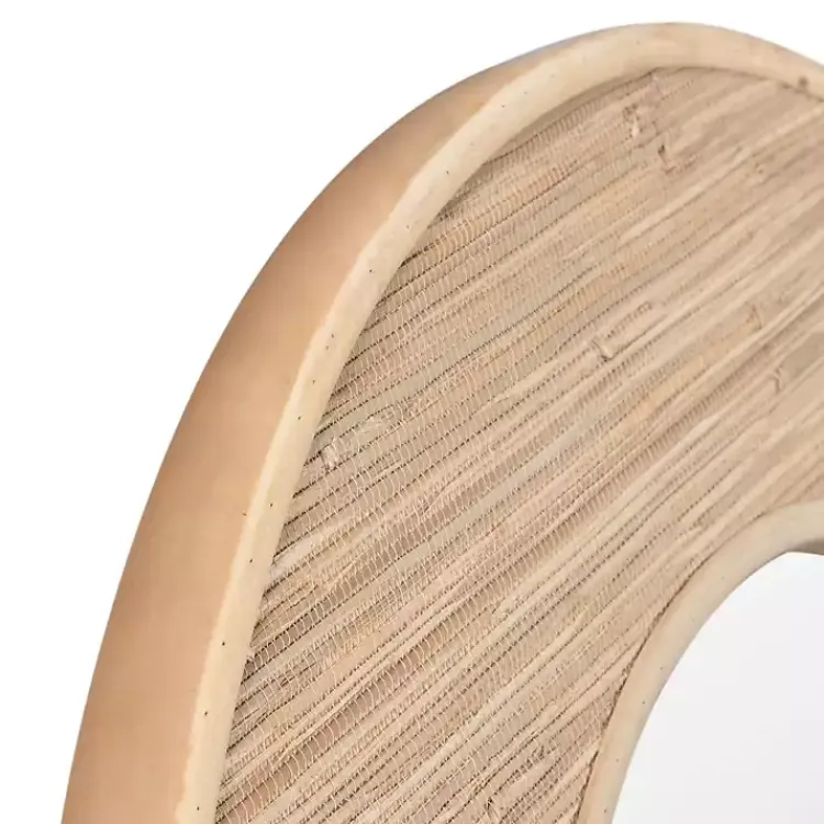 Decorative Mirrors-Kirklands Home Round Elyas Natural Rattan Wall Mirror