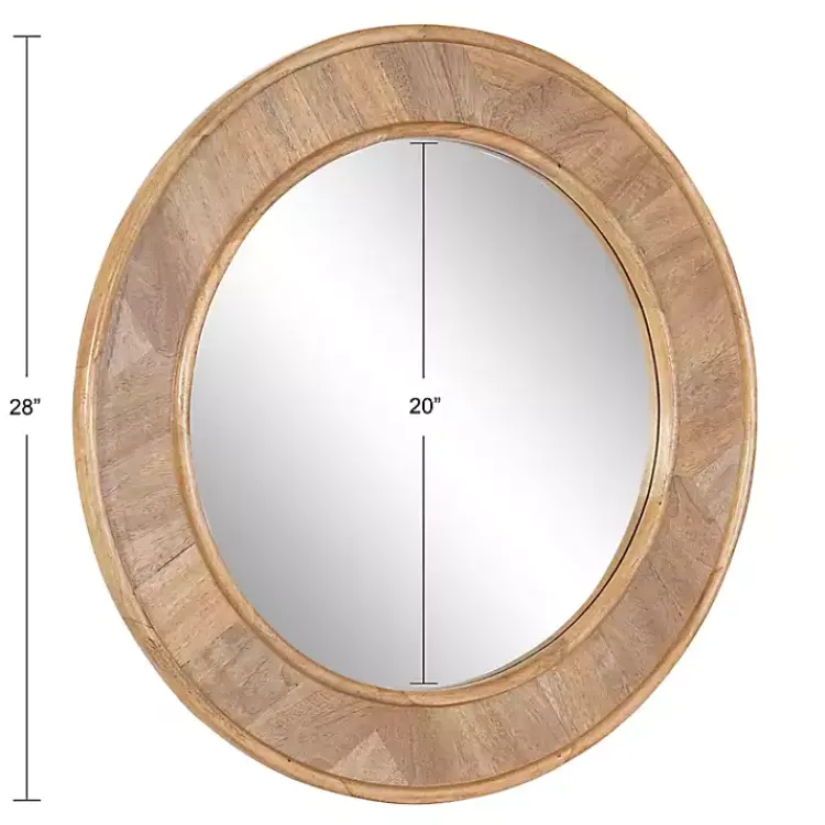 Decorative Mirrors-Kirklands Home Natural Woodgrain Round Wall Mirror Brown