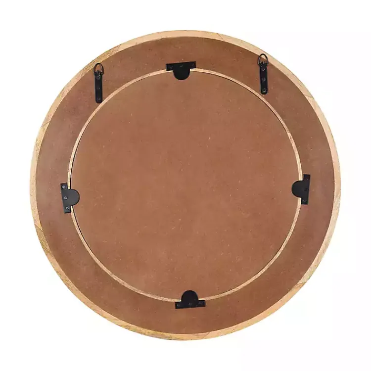 Decorative Mirrors-Kirklands Home Natural Woodgrain Round Wall Mirror Brown