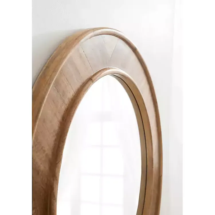 Decorative Mirrors-Kirklands Home Natural Woodgrain Round Wall Mirror Brown