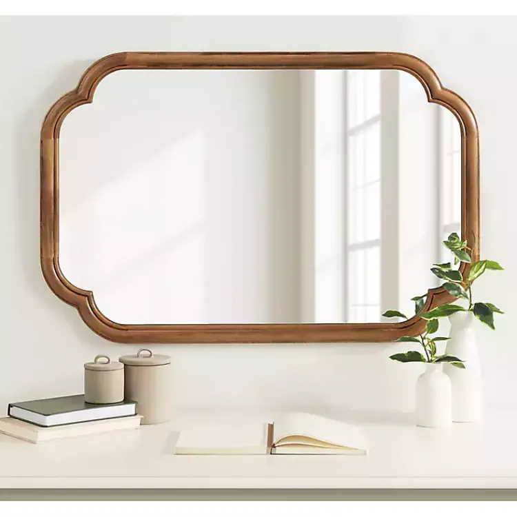 Decorative Mirrors-Kirklands Home Rustic Wood Scallop Wall Mirror