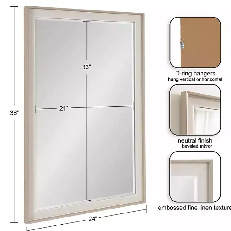 Decorative Mirrors-Kirklands Home Neutral Linen Beveled Wall Mirror