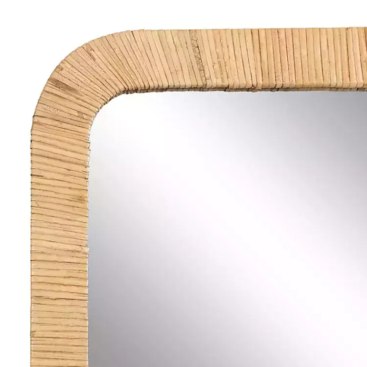 Decorative Mirrors-Kirklands Home Natural Rattan Rounded Rectangle Wall Mirror
