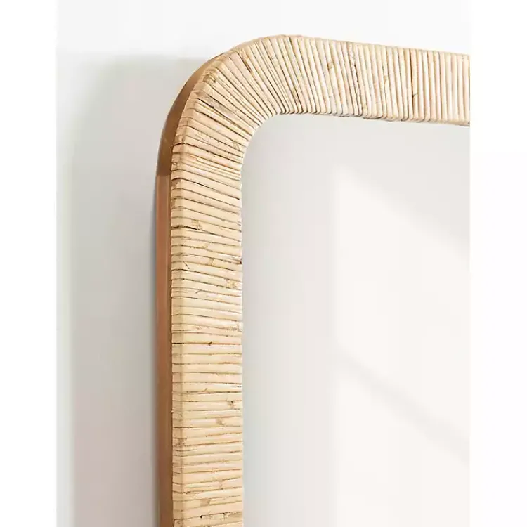 Decorative Mirrors-Kirklands Home Natural Rattan Rounded Rectangle Wall Mirror