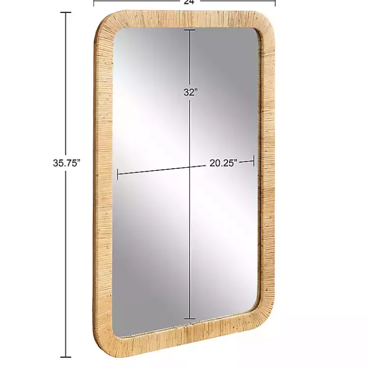 Decorative Mirrors-Kirklands Home Natural Rattan Rounded Rectangle Wall Mirror