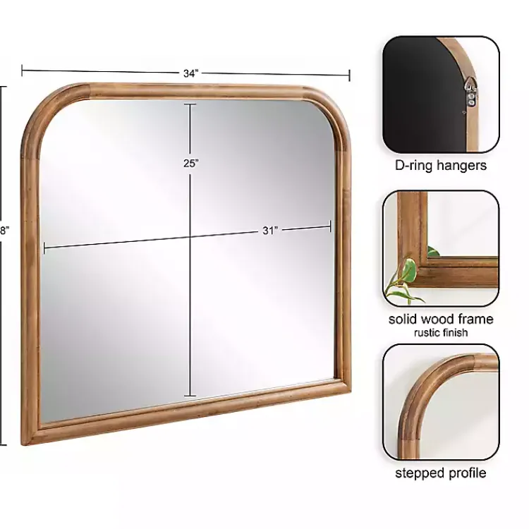 Decorative Mirrors-Kirklands Home Rustic Brown Wide Arch Wall Mirror