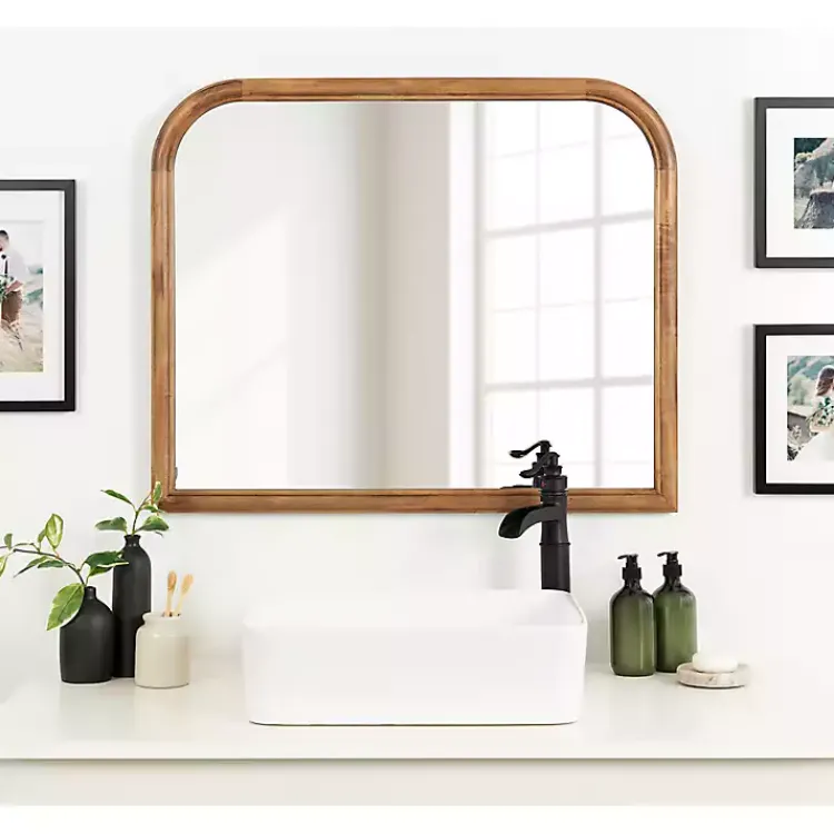 Decorative Mirrors-Kirklands Home Rustic Brown Wide Arch Wall Mirror