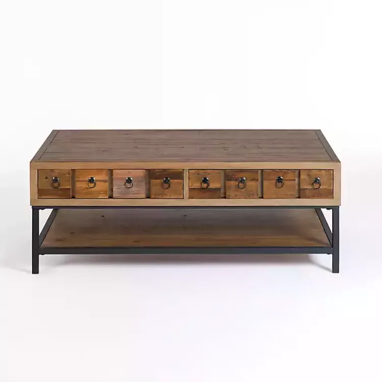 Coffee Tables-Kirklands Home Reclaimed Wood Keeping Drawers Coffee Table Brown