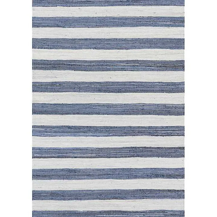 Area Rugs-Kirklands Home Blue & White Striped Indoor/Outdoor Rug, 6x9