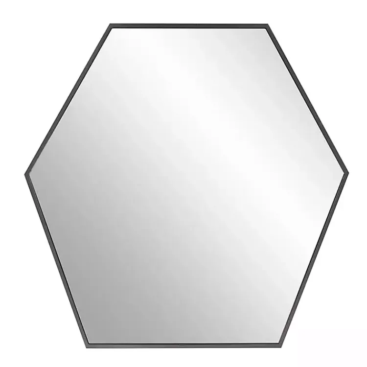 Decorative Mirrors-Kirklands Home Graphite Metal Hexagonal Mirror