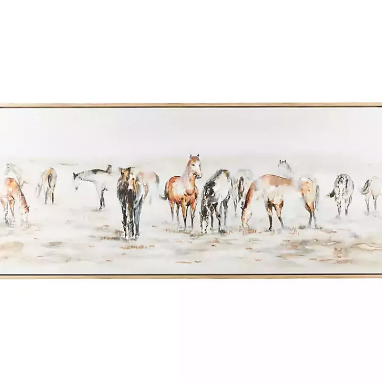 Canvas Art-Kirklands Home Gold Foil Wild Horses Framed Canvas Art Print