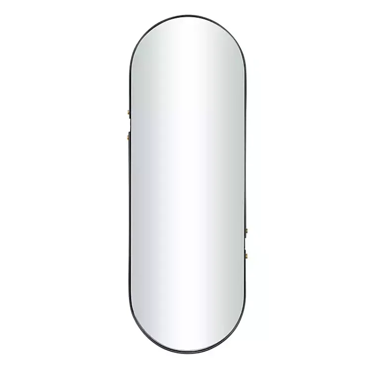 Decorative Mirrors-Kirklands Home Black Cut Metal Gold Accents Oblong Wall Mirror