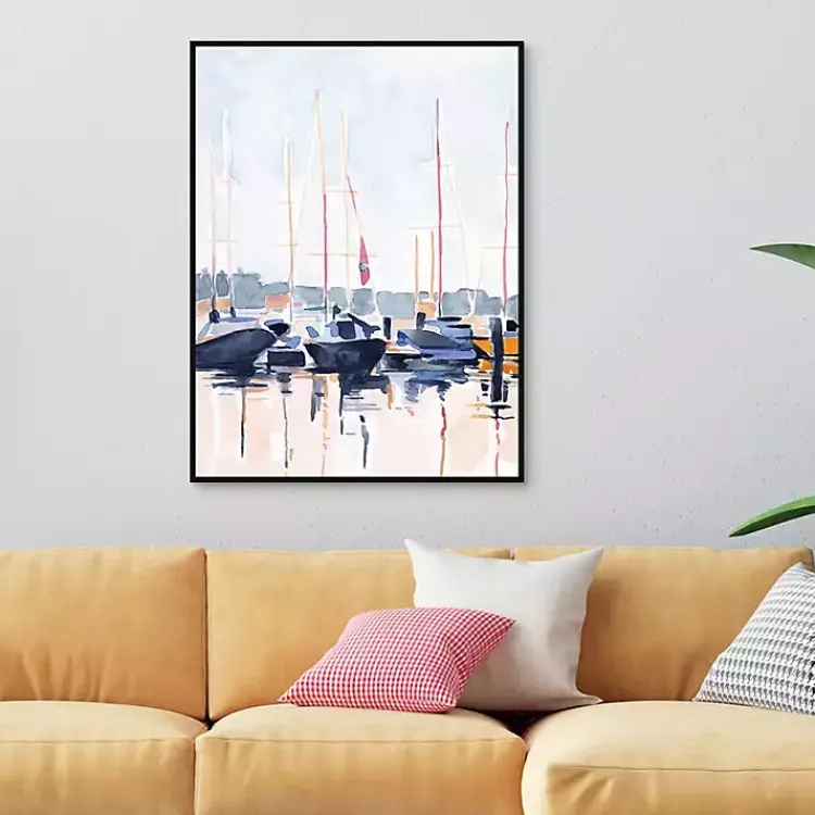 Canvas Art-Kirklands Home Watercolor Boat Club Framed Canvas Art Print