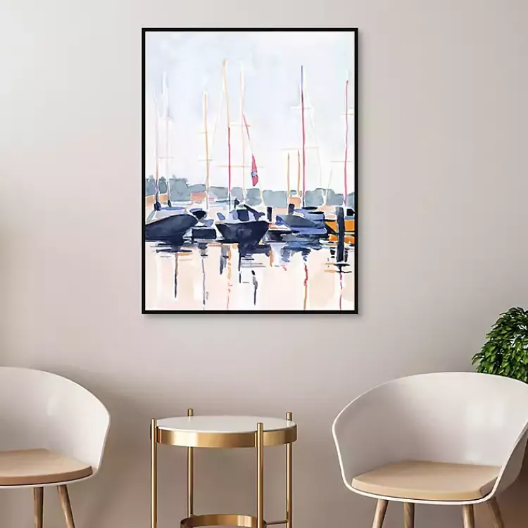Canvas Art-Kirklands Home Watercolor Boat Club Framed Canvas Art Print