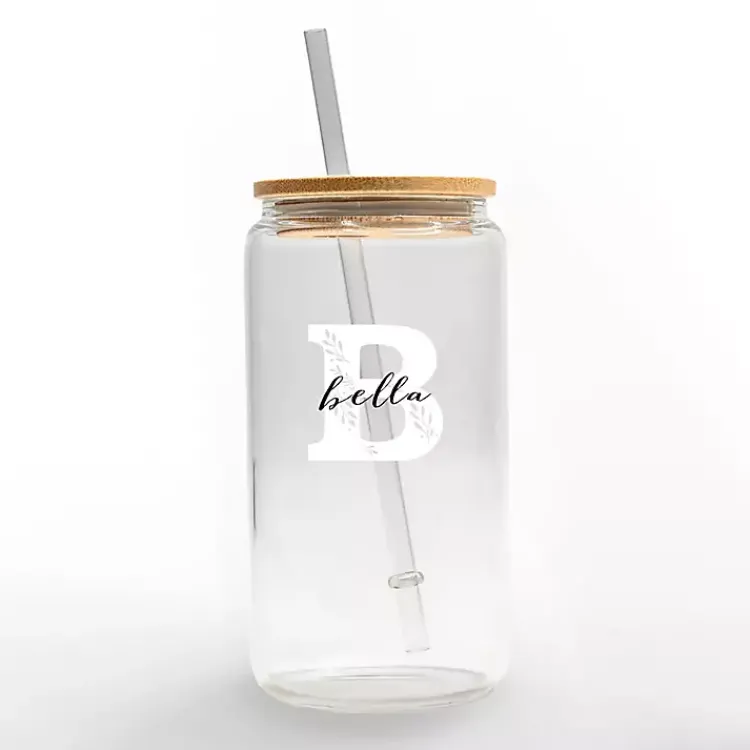 Monogram Kitchen Decor-Kirklands Home Personalized Monogram B Floral Glass Cup