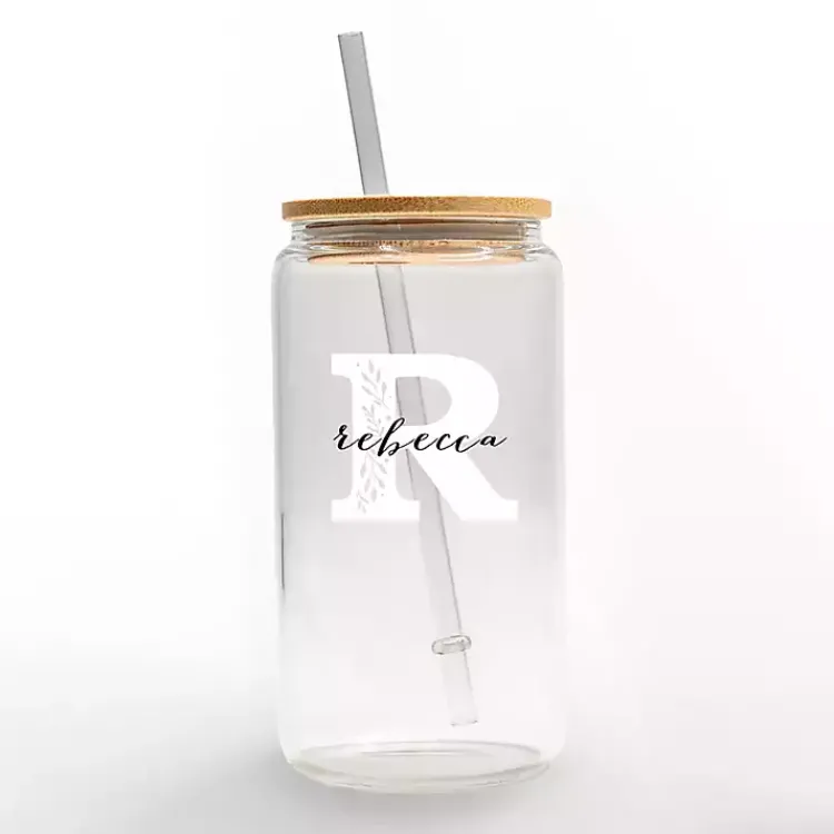 Monogram Kitchen Decor-Kirklands Home Personalized Monogram R Floral Glass Cup