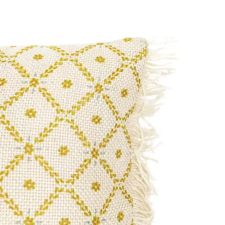 Outdoor Cushions & Pillows-Kirklands Home Mustard Geometric Floral Indoor/Outdoor Pillow