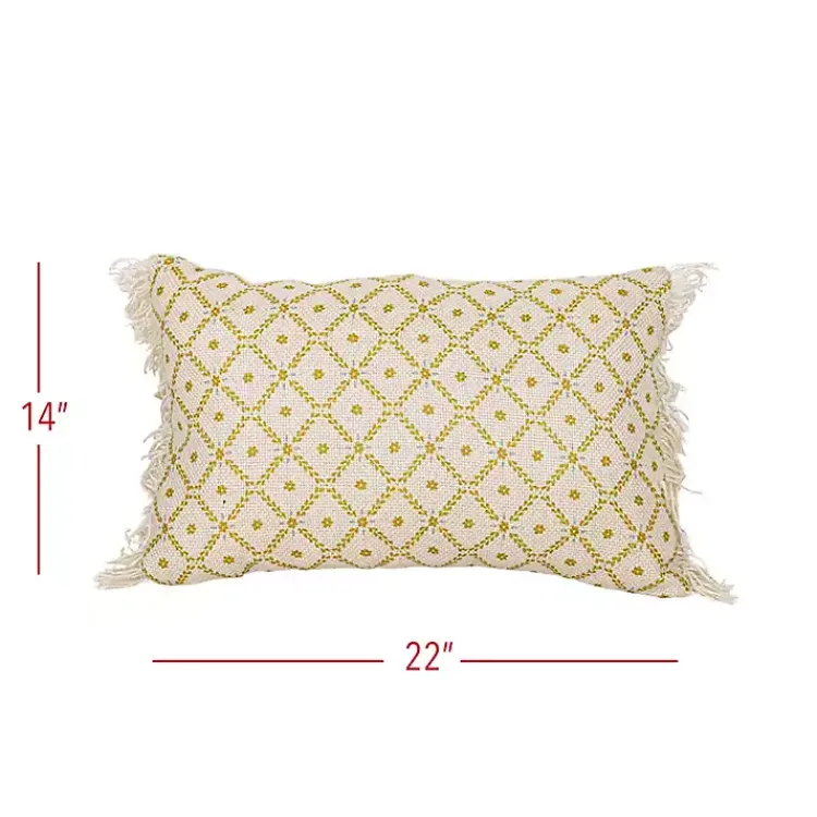 Outdoor Cushions & Pillows-Kirklands Home Mustard Geometric Floral Indoor/Outdoor Pillow