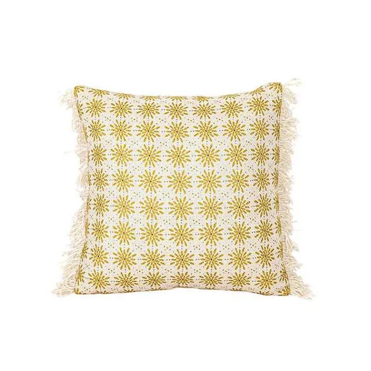 Outdoor Cushions & Pillows-Kirklands Home Mustard Boho Floral Indoor/Outdoor Pillow