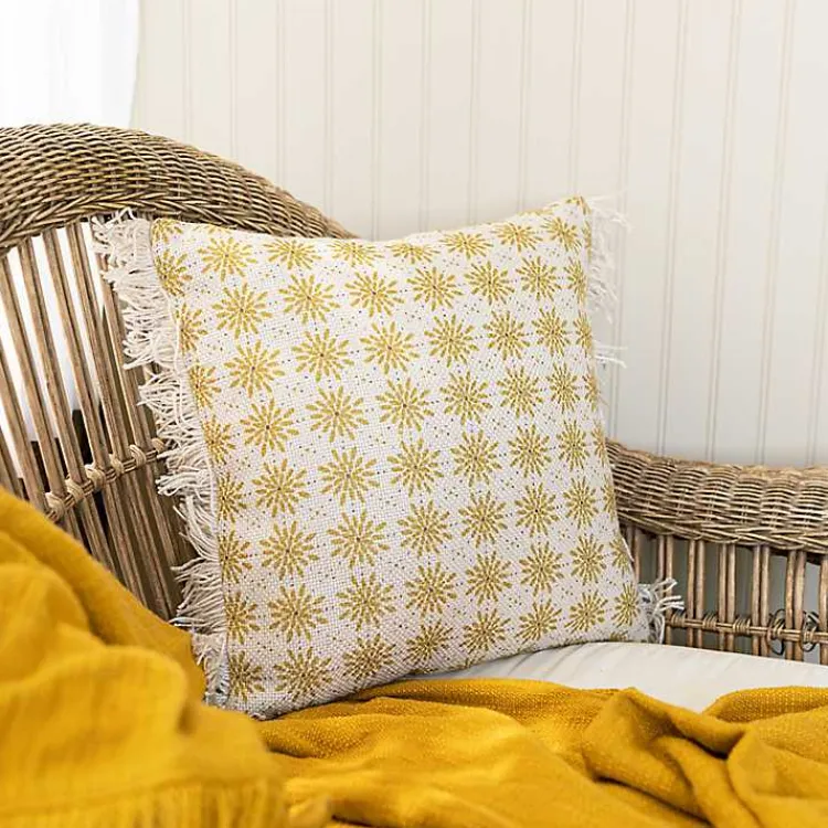 Outdoor Cushions & Pillows-Kirklands Home Mustard Boho Floral Indoor/Outdoor Pillow