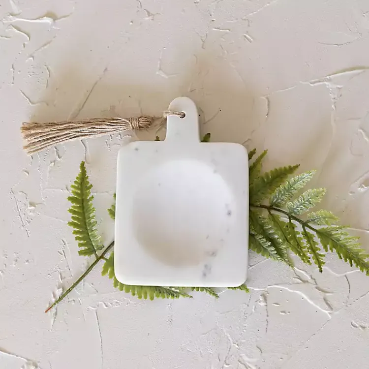 Kitchen Accessories-Kirklands Home Marble and Jute Spoon Rest White