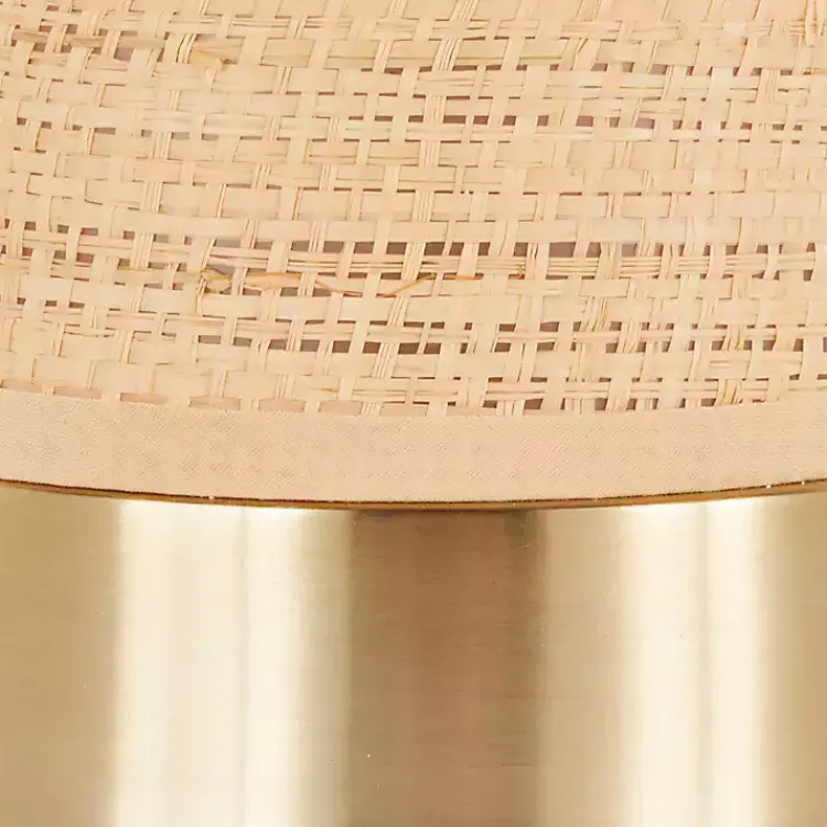 Table Lamps-Kirklands Home Natural Rattan and Gold Metal Table Lamp