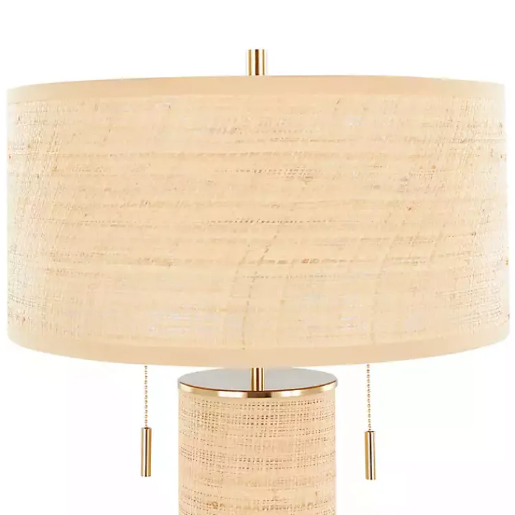 Table Lamps-Kirklands Home Natural Rattan and Gold Metal Table Lamp