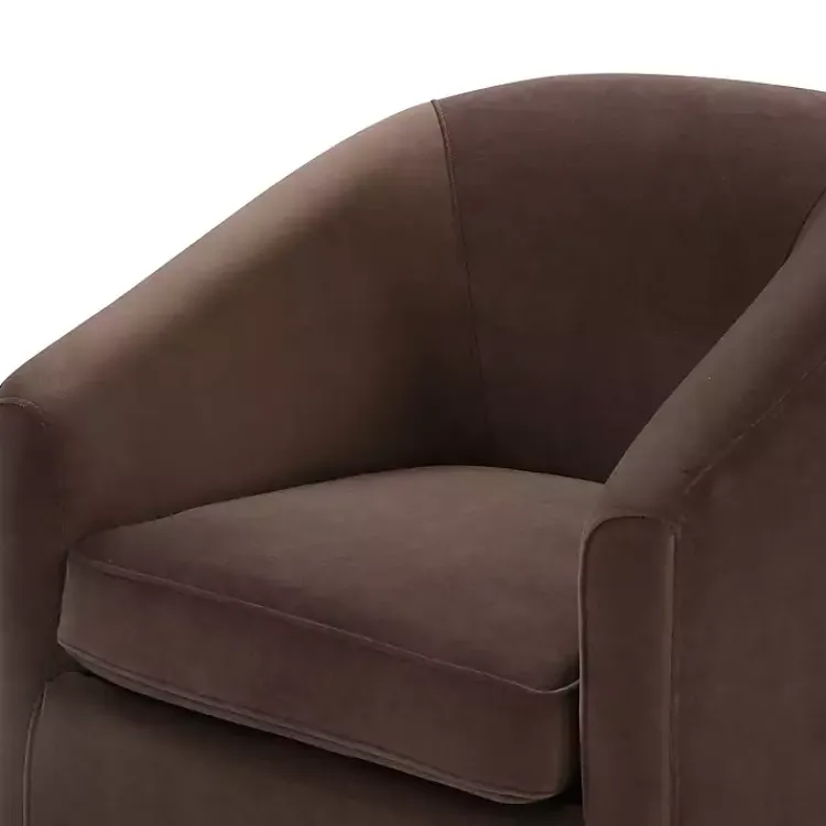 Accent Chairs-Kirklands Home Coco Velvet Swivel Barrel Accent Chair Brown