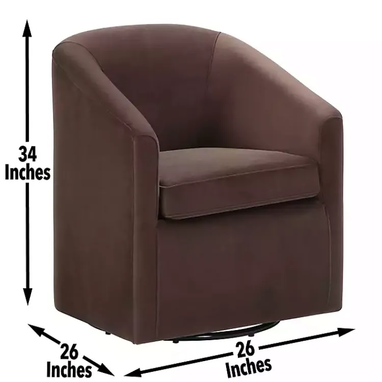 Accent Chairs-Kirklands Home Coco Velvet Swivel Barrel Accent Chair Brown