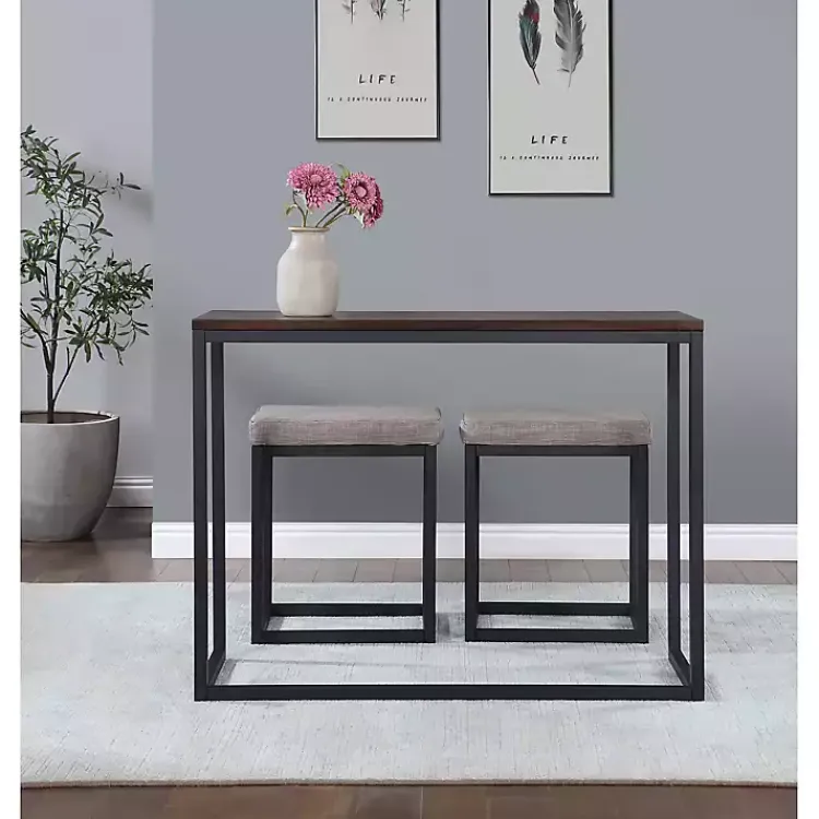 Dining Sets-Kirklands Home Walnut Nesting Counter Table and Stools, Set of 3