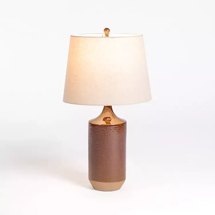 Table Lamps-Kirklands Home Brown Two Tone Ceramic Table Lamp Tan