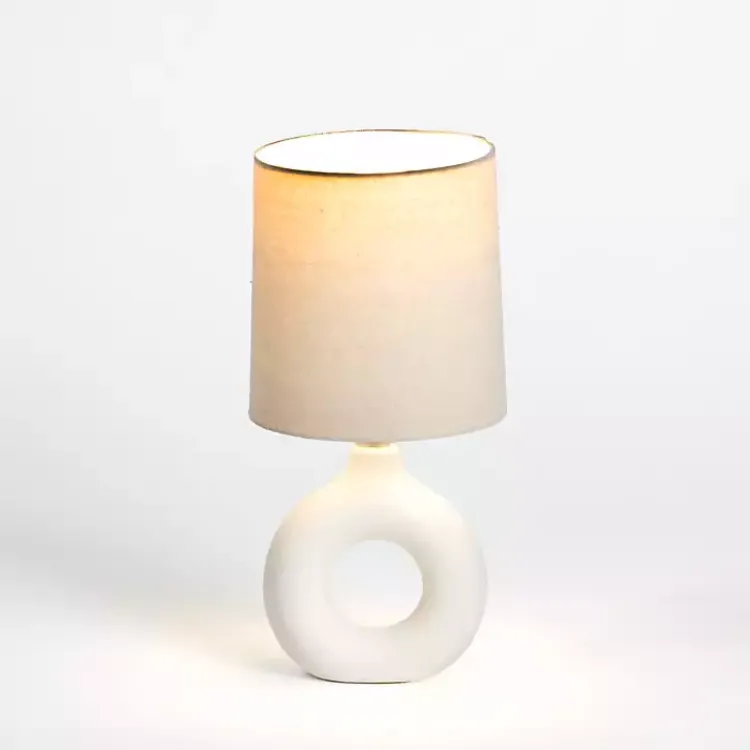 Table Lamps-Kirklands Home Ceramic Open Circle Mini Lamp White