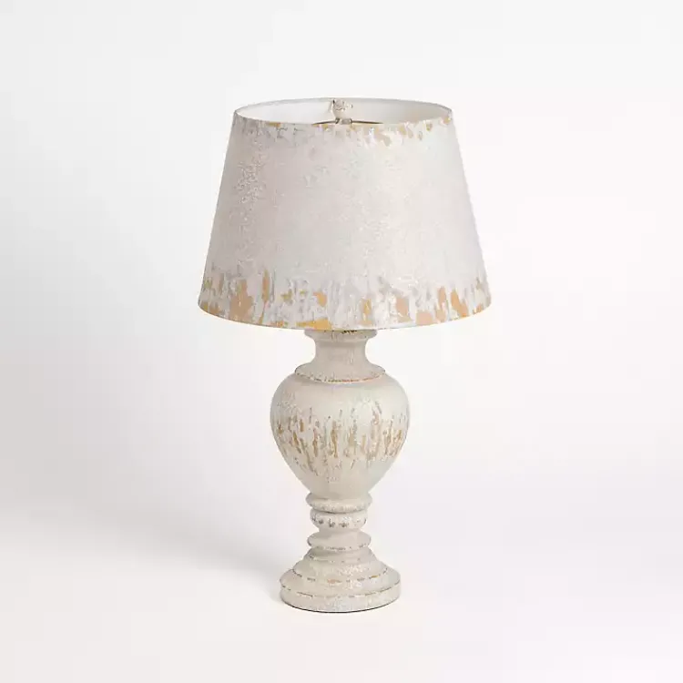 Table Lamps-Kirklands Home Distressed Painted Table Lamp Ivory