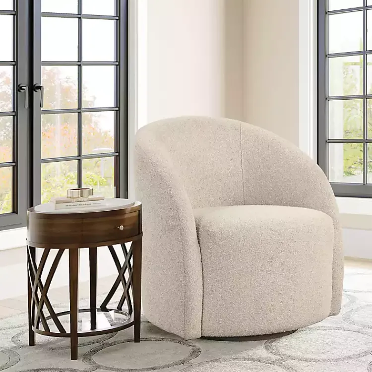 Accent Chairs-Kirklands Home Khaki Boucle Danielle Accent Chair Tan