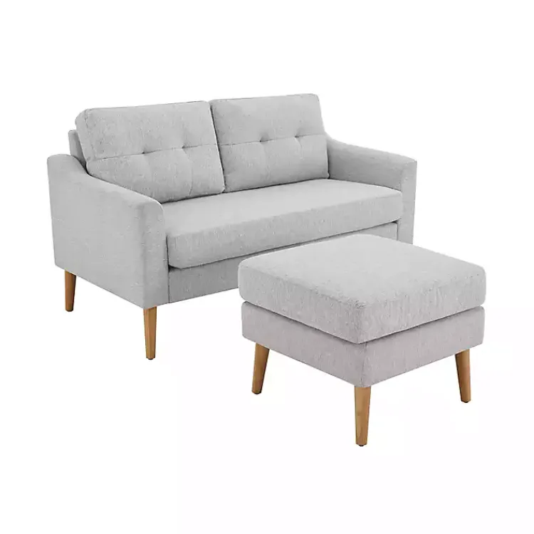 Sofas & Loveseats-Kirklands Home Light 2-pc. Loveseat & Ottoman Set Gray