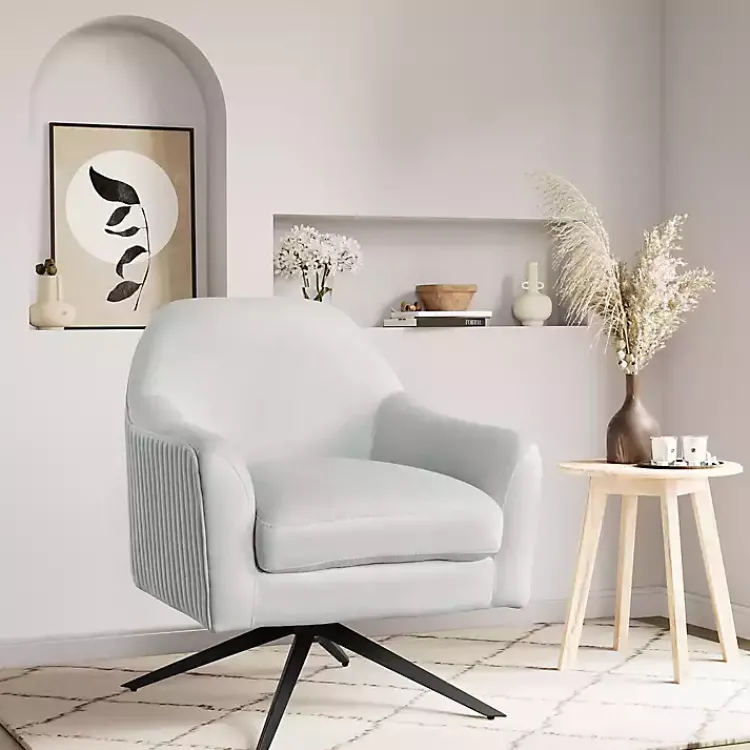 Accent Chairs-Kirklands Home Velvet Swivel Accent Chair Gray