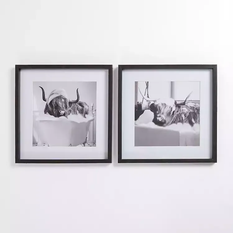 Framed Art-Kirklands Home Cow in Bubble Bath Framed Art Prints, Set of 2