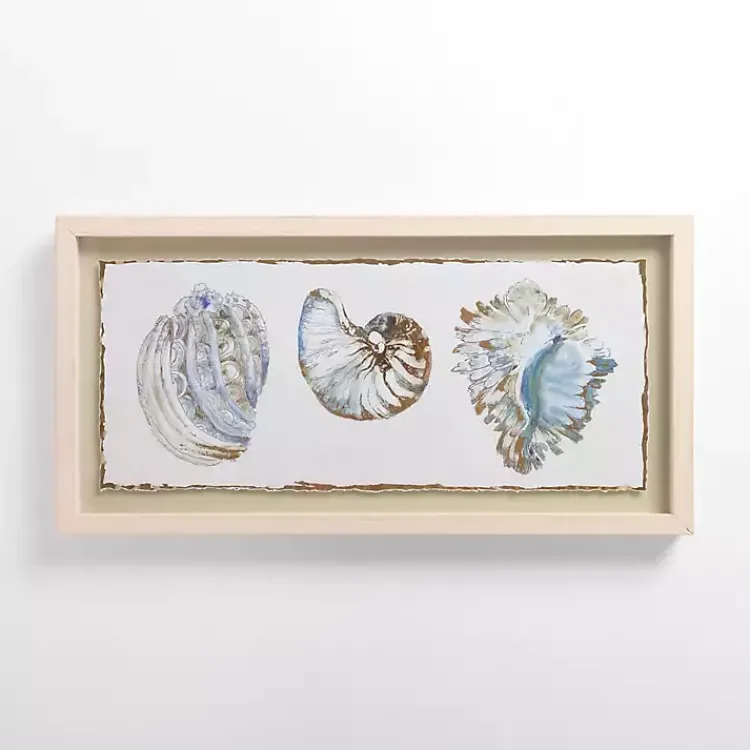 Framed Art-Kirklands Home Blue and Gold Shells Framed Art Print