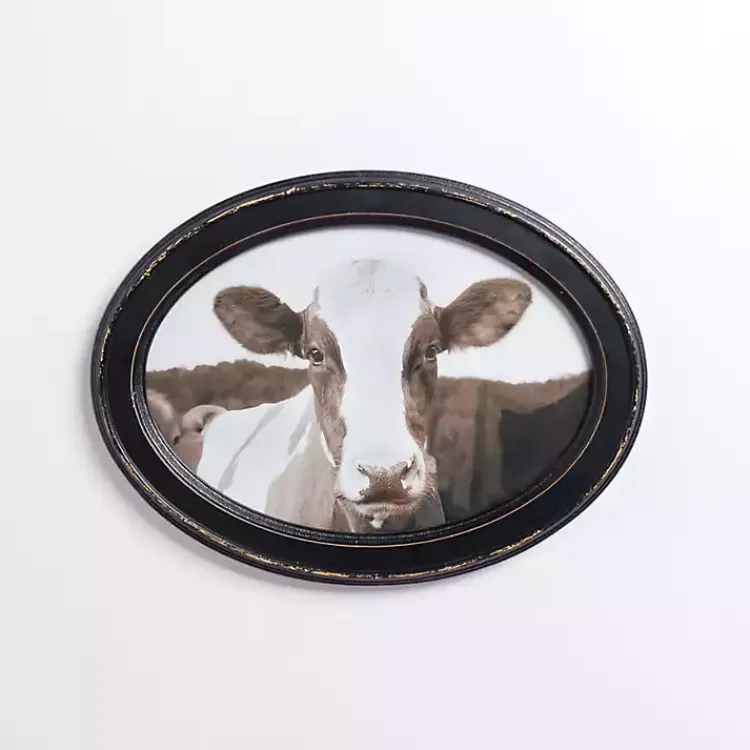 Framed Art-Kirklands Home Oval Cow Selfie Framed Art