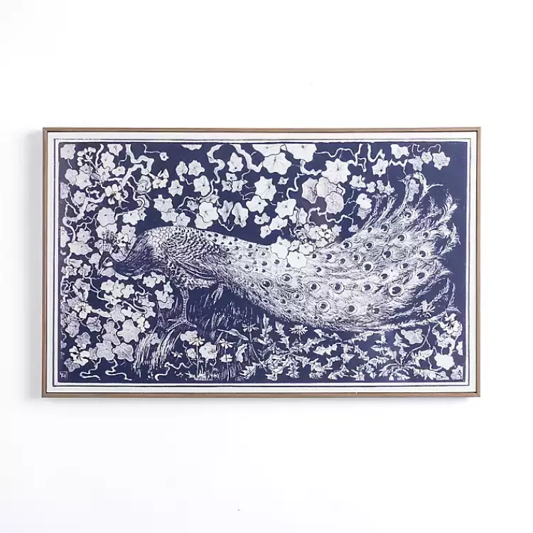 Framed Art-Kirklands Home Navy Peacock Framed Art Print