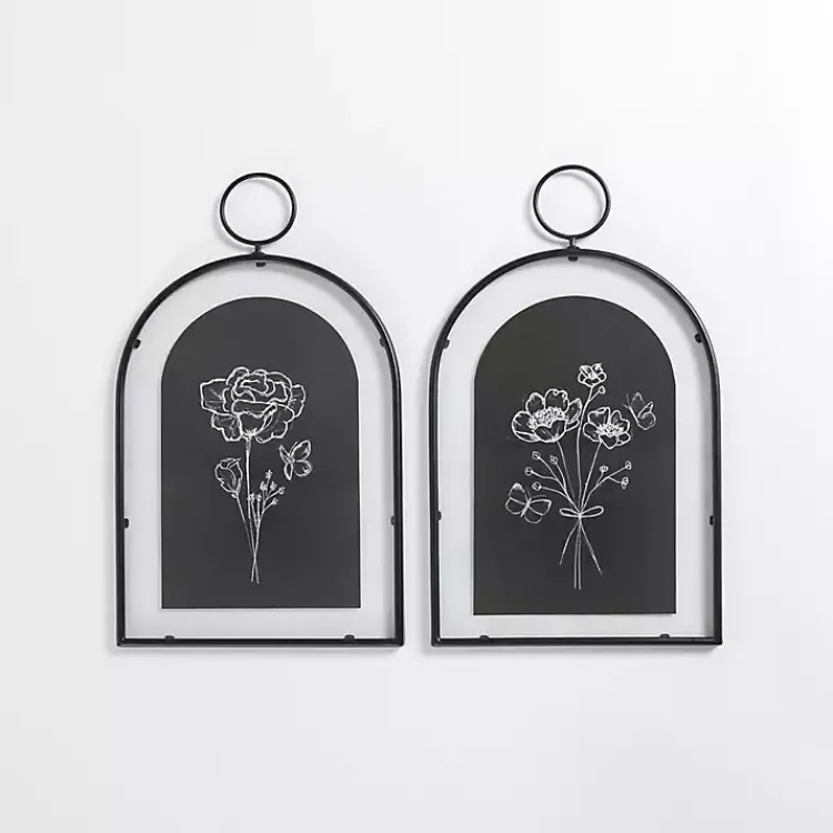 Framed Art-Kirklands Home Arched Floral Framed Prints, Set of 2 Black